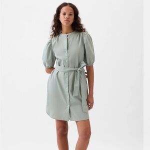 NWT GAP Linen-Cotton Puff Sleeve Mini Shirtdress Size XXL